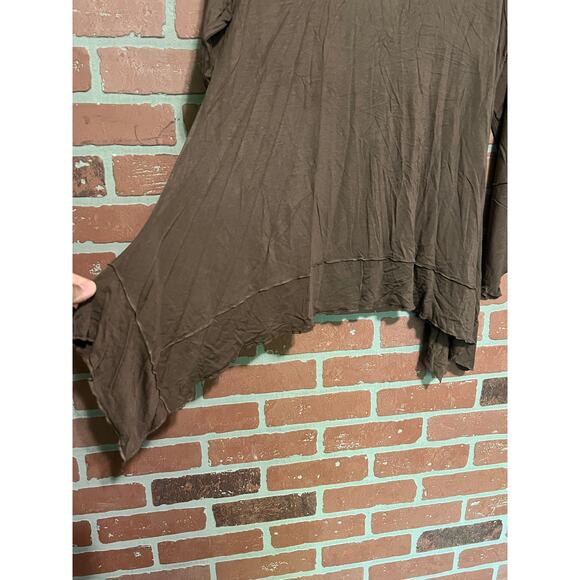 Vine Street Brown Asymmetrical Long Sleeve Top - L - Picture 3 of 7